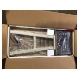 Lazzara Oxton 30 in. White and Coffee Wood Pub Height Stool with Wood Seat (Set of 2)  Customer Returns See Pictures