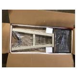 Lazzara Oxton 30 in. White and Coffee Wood Pub Height Stool with Wood Seat (Set of 2)  Customer Returns See Pictures