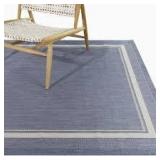 Hampton Bay Amberview Blue 5 ft. x 7 ft. Border Indoor/Outdoor Area Rug     Customer Returns See Pictures