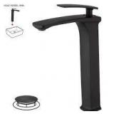 BWE Single Hole Single Handle Bathroom Vessel Sink Faucet With Drain Assembly in Matte Black     Customer Returns See Pictures