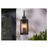 Home Decorators Collection Havenridge 27.8 in. 3-Light Matte Black Hardwired Outdoor Wall Light Lantern Sconce with Clear Glass (1-Pack)  Customer Returns See Pictures