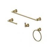 Glacier Bay Oswell 4-Piece Bath Hardware Set with 24 in. Towel Bar, TP Holder, Towel Ring and Robe Hook in Matte Gold Customer Returns See Pictures