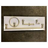 Glacier Bay Oswell 4-Piece Bath Hardware Set with 24 in. Towel Bar, TP Holder, Towel Ring and Robe Hook in Matte Gold Customer Returns See Pictures