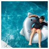 NEW BigMouth x Squishmallows Inflatable Ring Pool Float With Built-In Cupholder - Shark