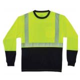 NEW Ergodyne GloWear 8281BK Hi-Vis Performance Long Sleeve T-Shirt - Type R, Class 2, Black Bottom - 8XL LIME
