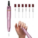 Dartwood Electric Nail Drill Tool Set - Portable Nail Salon Polish Organizer Acrylic Nail Kit - 20,000 RPM (Pink)