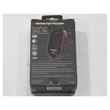 Monster Essentials Power Wall Tap Surge Protector, 6 Outlets + USB Ports Black