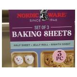 NEW Nordic Ware 3-Piece Nonstick Baking Sheet Set, Half Sheet, Jelly Roll, & Eighth Sheet - Gold