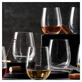 NEW Members Mark 8 Piece Crystal Stemless Wine Glass Set - 19 oz Capacity