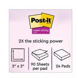 NEW Post-it Notes Super Sticky Pads, 3" x 3", Canary Yellow, 24 Pads, 2,160 Total Sheets