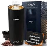 NEW Muggo 12 oz Self-Heating Coffee Mug, Black Portable with Leak-Proof Lid & 3-Hour Battery Life
