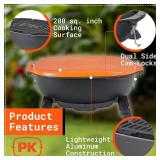 NEW PK Grills PKGO Portable Hibachi Portable Charcoal Grill, Cast Aluminum, BBQ Grill for Camping, Park, Tailgating