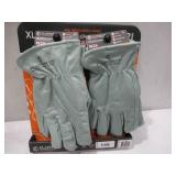 Plainsman Cold Weather Work Gloves, Fleece Lining, Premium Cowhide Leather, X-Large, 2 Pairs XL