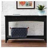 STYLEWELL Lot of 2- Charcoal Black 2-Drawer Wood Console Tables (47.5 in. W x 30 in. H)