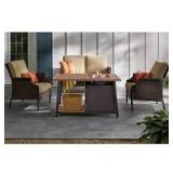 Hampton Bay Fordham 46 in. W 45000 Btu Brown Steel Propane Outdoor Fire Pit Table with Lava Rocks Customer Returns See Pictures