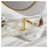 Phiestina Single Handle Waterfall Faucet for Bathroom Sink in Brushed Gold Finish   Customer Returns See Pictures