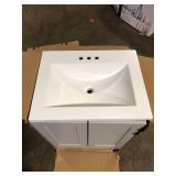 25 in. Single Sink Pearl Gray Bath Vanity with White Cultured Marble Top (Assembled)   Customer Returns See Pictures