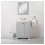 25 in. Single Sink Pearl Gray Bath Vanity with White Cultured Marble Top (Assembled)   Customer Returns See Pictures