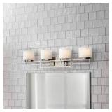 Home Decorators Collection Tustna 4-Light Brushed Nickel Bathroom Vanity Light with Opal Glass Shades  Customer Returns See Pictures