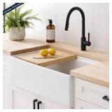 SINKOLOGY Bradstreet II 33 in Farmhouse Apron Front Undermount Single Bowl Crisp White Fireclay Workstation Kitchen Sink and Drain  Customer Returns See Pictures