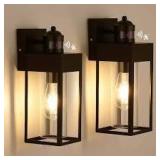 HKMGT 13.2 in. Black Motion Sensing Modern Porch Lights Outdoor Hardwired Wall Lantern Sconce with No Bulbs Included (2-Pack)  Customer Returns See Pictures