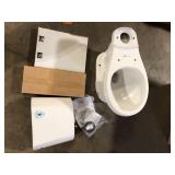 Glacier Bay 10 in. Rough in. 2-Piece 1.28 GPF Single Flush Round Front Toilet in White, Seat Included  Customer Returns See Pictures