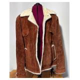 Vintage 70's, Never Worn, Grande Bay Men's 46T Brown Suede Ranch Jacket with Ivory Sherpa Linning