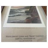 1917 22"x10" Old/White/Tiger Oak Framed Middlewest Loan & Trust Company Captial $100,000.00 Valley City, ND