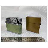 4 Vintage Continental Lighters (2) Zippo Style Chesterfield & L&M Filter (1) Enamel Hummingbird Top Light & Mini Slim Brass Zippo Style