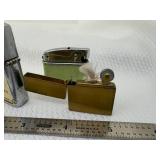 4 Vintage Continental Lighters (2) Zippo Style Chesterfield & L&M Filter (1) Enamel Hummingbird Top Light & Mini Slim Brass Zippo Style