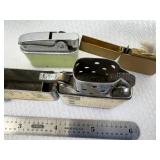 4 Vintage Continental Lighters (2) Zippo Style Chesterfield & L&M Filter (1) Enamel Hummingbird Top Light & Mini Slim Brass Zippo Style
