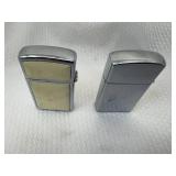 2 Vintage Slim Zippo Lighters (1) 1960 J.S. Stearns Contractor Advertising (1) Scrimshaw Whale 1990