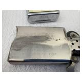 2 Vintage Slim Zippo Lighters (1) 1960 J.S. Stearns Contractor Advertising (1) Scrimshaw Whale 1990