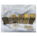 Lot of 5 New L.D.L Flip Top Slim Zippo Style Lighters Gold Tone (4) Are in Original Box