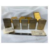 Lot of 5 New L.D.L Flip Top Slim Zippo Style Lighters Gold Tone (4) Are in Original Box