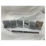 6 Vintage to 1950 Zippo Lighters *1961, 1973, 1950-1957, Slim 1959 Rex Industries, 1979 & 1970