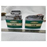 7 Assorted Vintage Lighters (2) Salem, (1) Marlboro Side Spin, (1) Mini with Chain (1) Camera Looking (1) Vernco (1) Smaller No Name