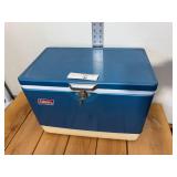 Vintage Smaller Mid-Size Colman Blue Cooler 13"H X 18"L X 11"W