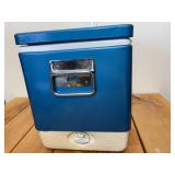 Vintage Smaller Mid-Size Colman Blue Cooler 13"H X 18"L X 11"W