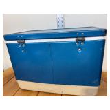 Vintage Smaller Mid-Size Colman Blue Cooler 13"H X 18"L X 11"W
