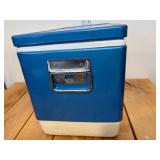 Vintage Smaller Mid-Size Colman Blue Cooler 13"H X 18"L X 11"W