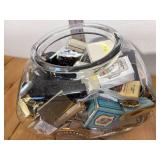 General Store Cookie Jar Filled With 100+ MCM, Vintage and Retro Smalls; Advertising and Other Fun Random Items - Lighters, Buttons, Keychains, Tape measure, etc