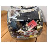 General Store Cookie Jar Filled With 100+ MCM, Vintage and Retro Smalls; Advertising and Other Fun Random Items - Lighters, Buttons, Keychains, Tape measure, etc