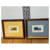 2 Original Art Pieces - Micro Watercolor Paintings 2" Wide - (1) Fall Farmstead (1) Winter Farm