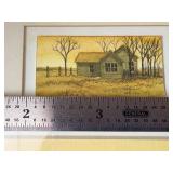 2 Original Art Pieces - Micro Watercolor Paintings 2" Wide - (1) Fall Farmstead (1) Winter Farm