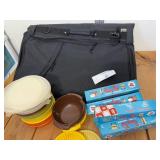 Mixed Lot - New Folding Travel Carry On Luggage, Tupperware Bowls and Fun Foil