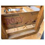 Large Ball Blue Jar made into a Lamp with White Tin Country Shades and A Rosy Cantaloupe Crate