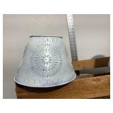 Large Ball Blue Jar made into a Lamp with White Tin Country Shades and A Rosy Cantaloupe Crate