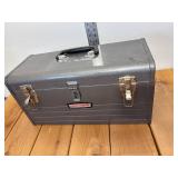 Vintage MCM Grey Metal Craftsmen Toolbox with Metal removable Tray