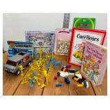 Assorted Vintage Toys Marx Cowboys and Native Americans, Care Bears, Lego, Wrist Quiz, Monchichi, Tea Set